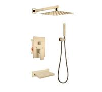 Mixer doccia nascosto 3 uscite include il kit per la doccia con poppata per bagliore da bagno a cascata, oro spazzolato LWX