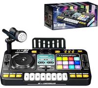 Mixer for bambini ricaricabile con microfoni - Giocattolo for karaoke e creazione musicale, set di registrazione DJ multifunzionale(Black)