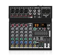 Mixer in metallo audio DJ a 6 canali, Effetti preimpostati DSP 99, Scheda audio Bluetooth, Alimentazione Phantom 48V, Mini console di mixaggio in streaming musicale USB Xlr nera, Piccolo mixer Pa per