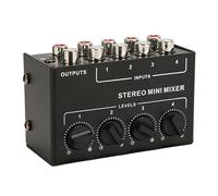 Mixer Passivo a 4 Canali, Mini Mixer Stereo, Supporto Uscita, Scocca in Metallo, Alimentazione Necessaria, con Controlli del Volume Separati