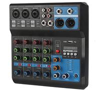 Mixer per DJ, mixer audio a 5 canali, console USB/MP3/Bluetooth, mixer audio da palcoscenico con ingresso digitale 48 V Phantom Power Stereo per live streaming Youtube / PC / studio di registrazione /