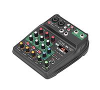 Mixer Portatile, Console di Missaggio Mini Mixer Stereo a 4 Canali, Console di Missaggio USB con +48V, Supporto XLR, Microfono, Ingresso da 1/4" per Registrazione