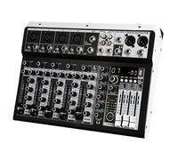 Mixer professionale, 48 V Phantom Power Stereo DJ Mixer, 99 DSP Reverb Delay Effetti connessione USB al computer, per esibizioni dal vivo, streaming, registrazione