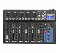Mixer professionale, mixer portatile a 7 canali con display LCD, regolazione dell'equalizzazione a tre frequenze e Phantom 48 V, console mixers professionale, per la registrazione in studio DJ