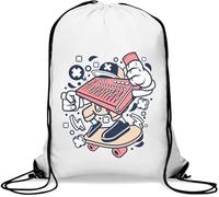 Mixer Skater Music Mixer Lets Party Art Gym Sack Casual Borsa con coulisse Bianco