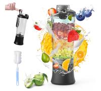Mixer Smoothie Maker To Go, 600 ml, frullatore portatile per smoothie To Go elettrico con 6 lame, frullatore portatile con tazze e spazzola per palestra, ufficio, sport