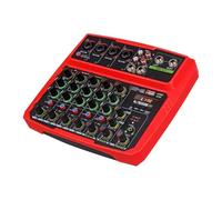 Mixer USB A 4/6 Canali Mixer Audio For Console DJ Con Bluetooth 48V Phantom Power Delay Repaeat Effect Sound Mixing Console(Red,6 channels)