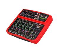 Mixer USB A 4/6 Canali Mixer Audio For Console DJ Con Bluetooth 48V Phantom Power Delay Repaeat Effect Sound Mixing Console(Red,6 Channel)