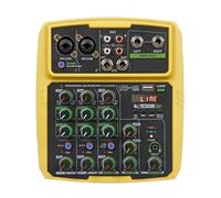 Mixer USB A 4/6 Canali Mixer Audio For Console DJ Con Bluetooth 48V Phantom Power Delay Repaeat Effect Sound Mixing Console(Yellow,4 Channel)