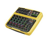 Mixer USB A 4/6 Canali Mixer Audio For Console DJ Con Bluetooth 48V Phantom Power Delay Repaeat Effect Sound Mixing Console(Yellow,6 channels)