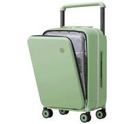 mixi Carry On Luggage Wide Handle Luxury Design Rolling Travel Suitcase PC Hardside with Aluminum Frame Hollow Spinner Wheels, with Cover, 20 inch, Avocado Green