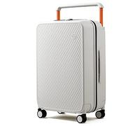 mixi Valigia leggera con manico largo in policarbonato rigido con ruote girevoli e serratura TSA, con copertura, Colore: bianco fumo, 0, Da viaggio