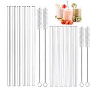 MIXIAO Cannucce di Vetro Cannuccia Trasparente Riutilizzabile Diritta Certificazione LFGB 6 x 21,5 cm 6 x 15 cm + 4 spazzole per la Pulizia salutari ecocompatibili Senza BPA per frullato da Cocktail