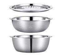 Mixing Bowl Set - Stackable Space-Saving Stainless Steel | 24x24x15cm Shredding Mixing Bowls for Baking, Serving, Rinsing, Food Storage, Salad, Dough Making, Meal Prep for Home Kitchen Cooking