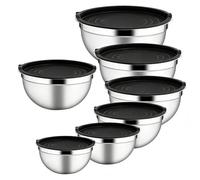 Mixing Bowl with Lid - 7 pezzi Steel Bowls Set, Stainless Steel Nesting Bowls with Airtight Covers | Salad Making Food Prep Set | Seasonings Bowl for Salice, Grain, Eggs, Vegetable, Dough, Baking