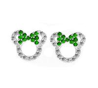 MixiuEuro ragazze topo orecchini, argento sterling 925 ametista verde blu CZ zirconia micky orecchini gioielli regalo per ragazze, Argento sterling, Zirconia cubica