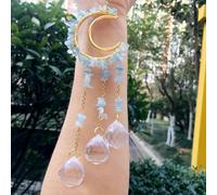 MIXIUJIEN Acchiappasole in cristallo naturale con luna crescente, prisma da appendere alla finestra, ornamento per rifrazione della luce, energia e decorazioni per la casa (acquamarinetreasure)