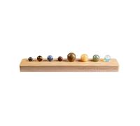 MIXIUJIEN Set da collezione di otto pianeti in cristallo naturale con espositore in legno, campioni minerali per bambini e adulti, regalo unico per astronomia e geologia