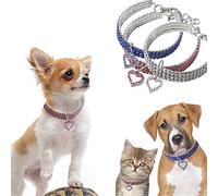 MIXIUJIEN Set di 3 collane elastiche per animali domestici, con perline elastiche e scintillanti per gatti e cani di piccola taglia, gioielli regolabili per feste e foto, Small, Nessuna pietra