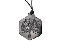 MIXIUJIEN Shungite - Gioielli da uomo - Formule geometriche sacre - Pietra di Shungite Tipo II - Collana con ciondolo (Albero del Giudizio), One Size, Agata