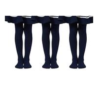 MIXLAC 3 paia di calze collant per bambine - Calze collant per bambini in microfibra per uniforme scolastica, balletto e uso quotidiano - Blu scuro Età 6-8 anni
