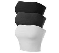 MixMatchy Reggiseno a Fascia da Donna a Doppio Strato Senza Spalline Casual Senza Spalline, Confezione da 3 - Nero/Antracite/Bianco, S