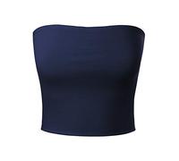 MixMatchy Top a Tubo Senza Spalline da Donna Basic Bandeau Crop Senza Maniche Backless Casual Sexy Uscire Estate 2025, Blu Navy, Medium