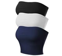 MixMatchy Top da Donna Senza Spalline Senza Spalline a Doppio Strato Base Sexy - Pacchetto, Confezione da 3, Confezione da 3 - Nero/Bianco/Navy, M