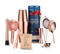 Mixology & Craft Set di shaker da cocktail in rame deluxe - Kit Boston Shaker ponderato per baristi - include jigger giapponese, pestello, versatori, colini - perfetto per bar e regali di casa