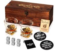 Mixology & Craft Set regalo di bicchieri da whisky per uomo e donna - 2 bicchieri da whisky, 6 pietre da whisky, 2 sottobicchieri con frasi divertenti e biglietti con ricette - Accessori da bar
