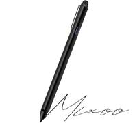 Mixoo Active - Penna stilo per iPad, ricaricabile, punta fine da 1,6 mm e punta in fibra, 2 in 1, ad alta sensibilità, per disegnare e scrivere, compatibile con Apple iPad, serie iPhone, colore: nero