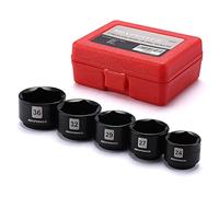MIXPOWER 5 Pieces 3/8 inch Drive Low Profile Fuel Filter Socket Set, Low Profile Design for Easy Access, CR-V, 24, 27, 29, 32, 36 mm, Metric, Low Profile Design for Easy Access