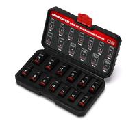 MIXPOWER Set di 13 chiavi a bussola semi-profonde da 3/8", 12 punti, metriche, 7-19 mm, CR-MO, dado dell'asse per una facile rimozione