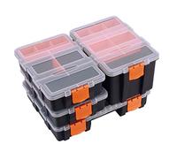 MIXPOWER Set di 4 organizer per attrezzi e parti, versatile e durevole, divisori in plastica rimovibili personalizzabili, stoccaggio e trasporto, nero/arancione