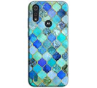 Mixroom - Cover Custodia Back case In TPU Silicone Morbida Per Motorola Moto E6S Fantasia Pattern Blu N1096