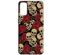 Mixroom - Cover Custodia Back case In TPU Silicone Morbida Per Samsung Galaxy A35 5G Fantasia Rossetto Rose E Teschi M726