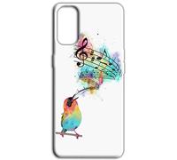Mixroom - Cover Custodia Back case In TPU Silicone Morbida Per TCL 408 Fantasia Passero Usignolo Con Spartito M759