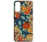 Mixroom - Cover Custodia Back case In TPU Silicone Morbida Per Xiaomi Redmi Note 10 PRO 4G Fantasia Teschi Messicani Con Rose M769