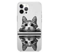 Mixroom - Cover Custodia Back case In TPU Silicone Morbido Per iPhone 14 Fantasia Gattino Micio Su Specchio L149