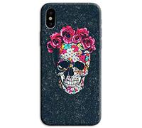 Mixroom - Cover Custodia Back case In TPU Silicone Morbido Per iPhone XR Fantasia Teschio Con Cappello Di Rose M589