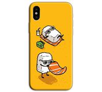 Mixroom - Cover Custodia Back case In TPU Silicone Morbido Per iPhone XS MAX Fantasia Coppia Di Sushi In Spiaggia M594
