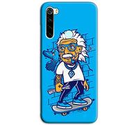 Mixroom - Cover Custodia Back Case in TPU Silicone Morbido per Xiaomi Redmi Note 8 (2021) Fantasia Albert Einstein Skate X373