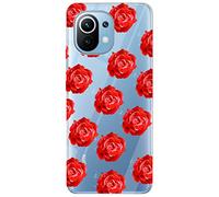 Mixroom - Cover Custodia Case In TPU Silicone Morbida Sfondo Trasparente Per OPPO A5x 5G / 4G Fantasia Rose Rosse T408