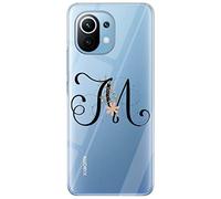 Mixroom - Cover Custodia Case In TPU Silicone Morbida Sfondo Trasparente Per OPPO Reno 14F / FS 4G / 5G Fantasia Iniziali Lettera M con fiori