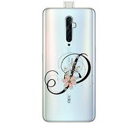 Mixroom - Cover Custodia Case in TPU Silicone Morbida Sfondo Trasparente per Oppo Reno 2Z Fantasia Iniziali Lettera P con Fiori