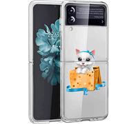 Mixroom - Cover Custodia Case In TPU Silicone Morbida Sfondo Trasparente Per Samsung Galaxy Z Flip 4 5g Fantasia Gatto dentro la scatola U812