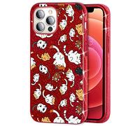 Mixroom - Custodia cover case Per iPhone 13 Mini in TPU morbido Rosso con Brillantini Glitter 3 in 1 Fantasia Cucciolini Di Gatto codice BR460