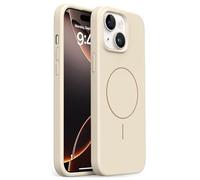 Mixroom - Custodia Cover Case per iPhone 14 Plus/iPhone 15 Plus in Tpu silicone liquido morbido compatibile con MagSafe con cerchio magnetico integrato Beige C09