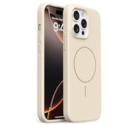Mixroom - Custodia Cover Case per iPhone 15 PRO Max in Tpu silicone liquido morbido compatibile con MagSafe con cerchio magnetico integrato Beige C09