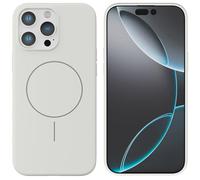 Mixroom - Custodia Cover Case per iPhone 15 PRO Max in Tpu silicone liquido morbido compatibile con MagSafe con cerchio magnetico integrato Bianco C09